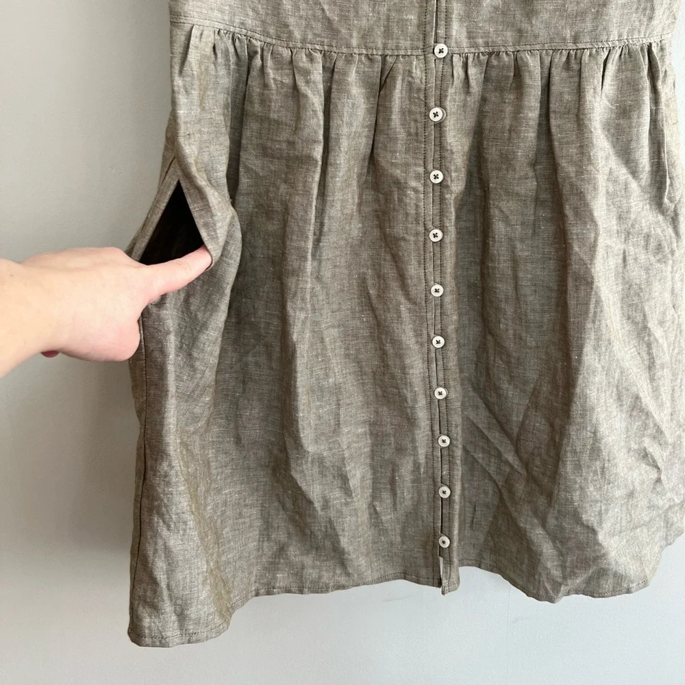 Madewell Linen-Blend Alexandra Button-Front Mini Dress, Olive Branch, size XS - Picture 7 of 11